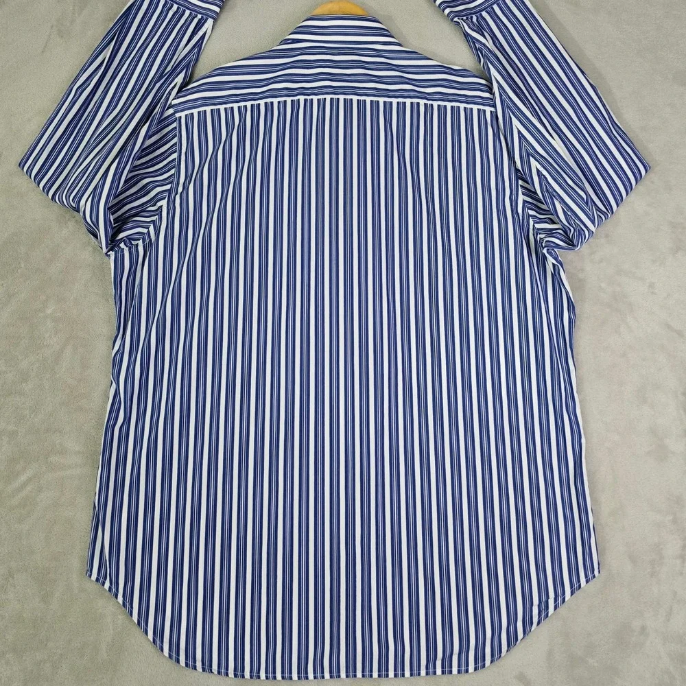 Tailorbyrd‎ Mens XXL Button Down Dress Shirt Blue & White Stripe 100% Cotton
